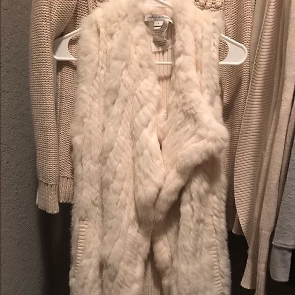 DVF faux Mongolian fur coat vestXS
